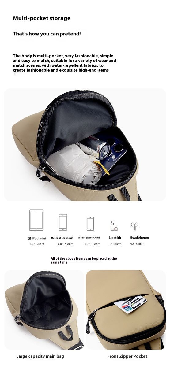 Fashion Chest Bag Shoulder Zipper Waterproof Oxford Cloth Backpack