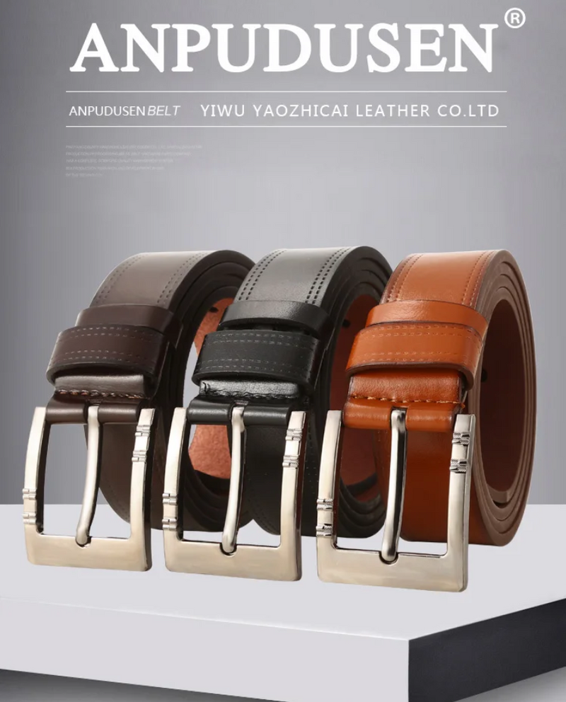 Men Quality Leather Belt Luxury Designer Alloy Pin Buckle Belts