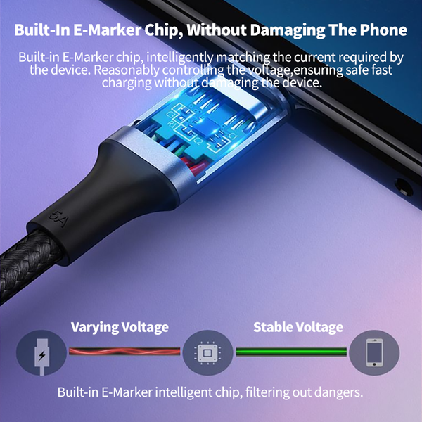 90 Degree Elbow Type-C Cables 20V 3A 60W PD Fast Charging Cable