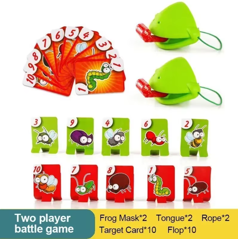 Board Game Interactive Toy Frog Mask Wagging Tongue Lick Cards Toy for Kids