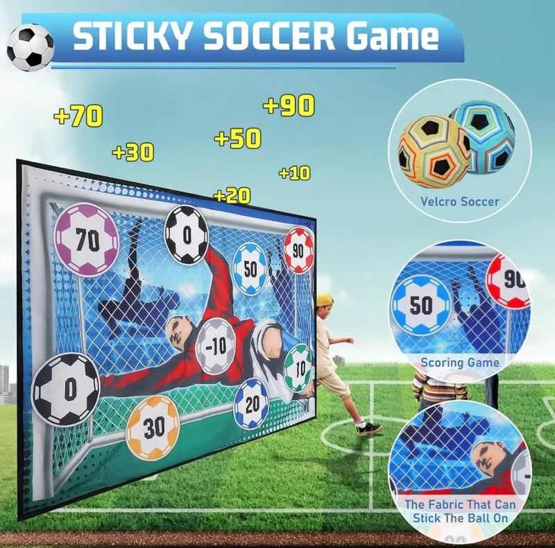 Soccer Ball Game Set for Kids Indoor Outdoor Backyard Toss Soccer Goal Game