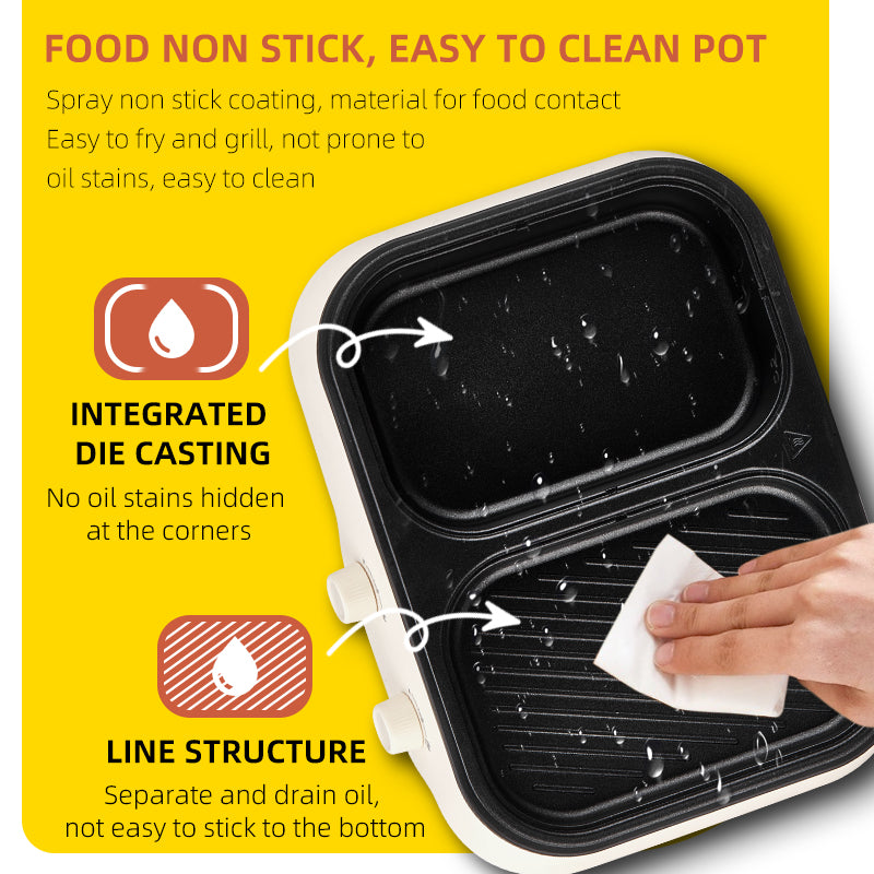 Electric Hot Pot Grill Cooker Household Multi-Cooker Non-Stick Cooking Pot