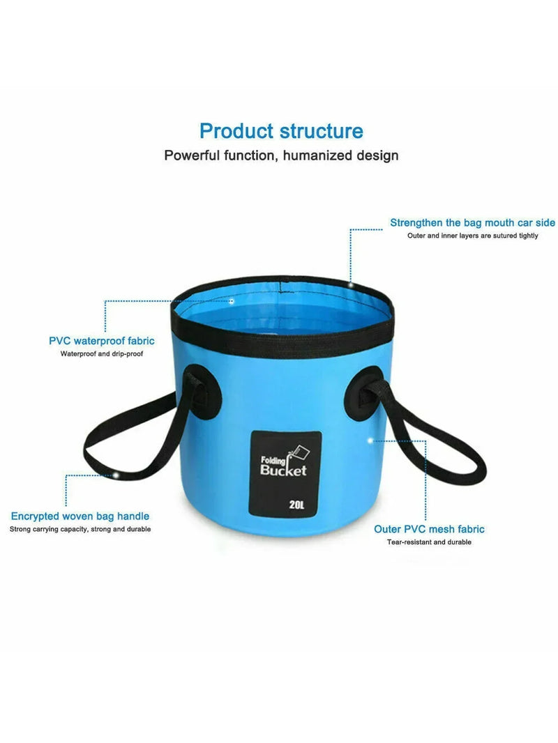 12/20L Portable Folding Bucket, Foldable Fishing Bucket, Camping Water Storage Container Collapsible Outdoor Travel Water Bucket