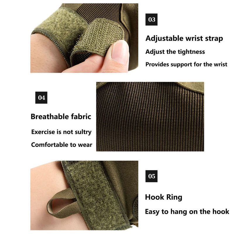 Tactical Gloves Military Rubber Knuckle Gloves - Green Durable, Protective Tactical Gloves for Outdoor Sports and Training-Ideal for Riders and Adventurers!