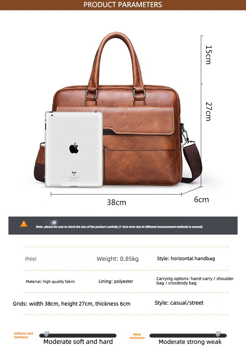 Men Bag Briefcase Laptop Bag - Leather Business Handbag Crossbody Shoulder