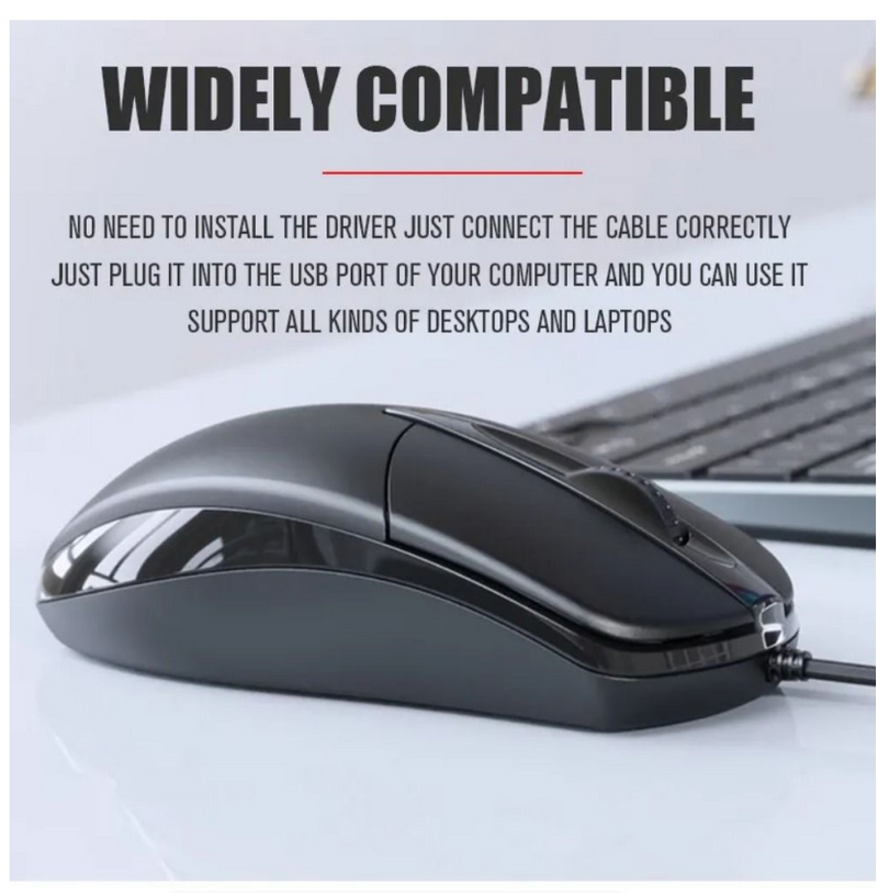 USB Wired Mouse Anti Slip Roller 3D 1200DPI Game For PC Desktop