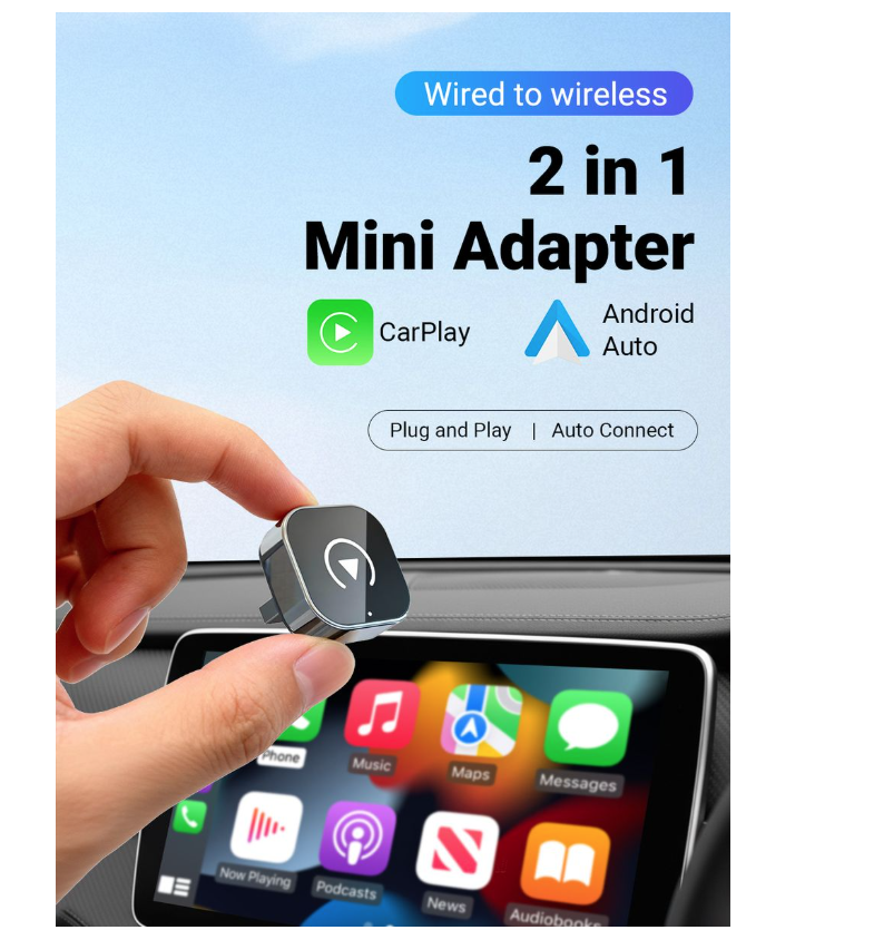 IPSTYLE 2-in-1 Wireless CarPlay &amp; Android Auto Adapter (Mini Smart Dongle)