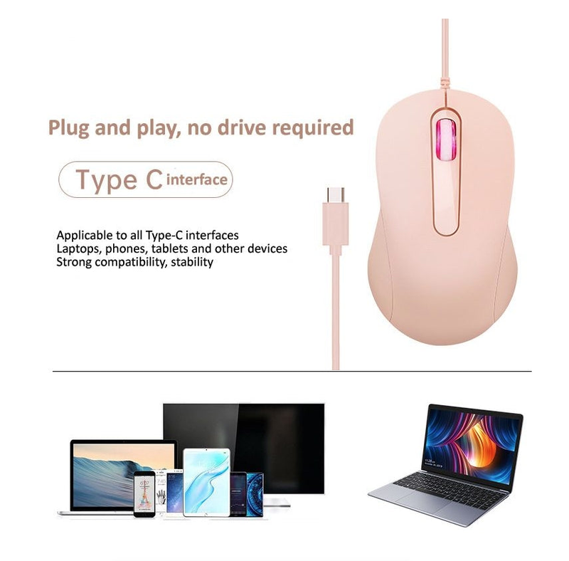 Type C Wired Mouse Gaming Mouse Silent Mouse for PC/Laptop/Desktop