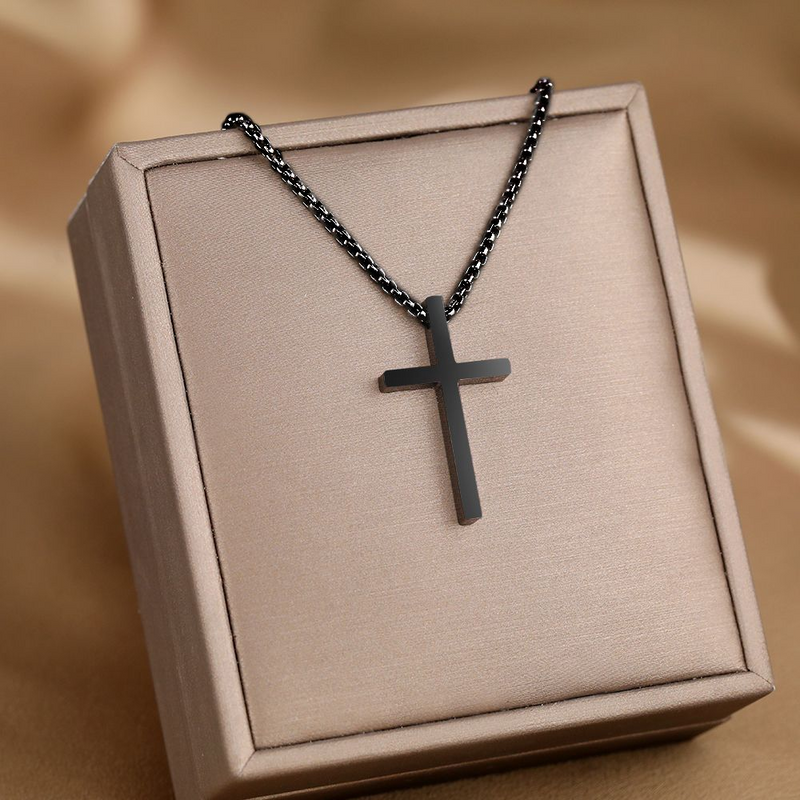 IPSTYLE Christian Choker Fashion Cross Stainless Steel Necklace