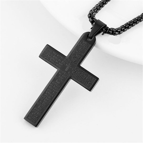 Christian The Lord's Prayer Cross Pendant Necklace For Men