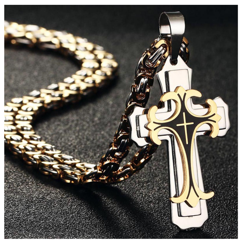 Cross Necklace Multi-layers Stainless Steel Cross Pendants Necklaces