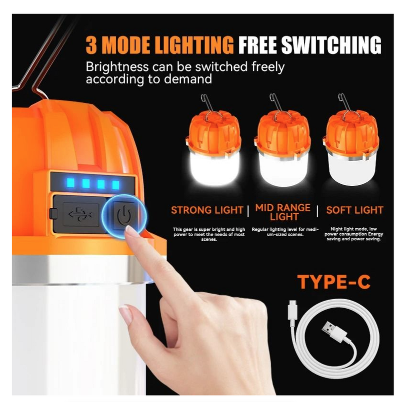 LED Camping Light Outdoor Camping BBQ Tents Hanging Lantern PowerBank