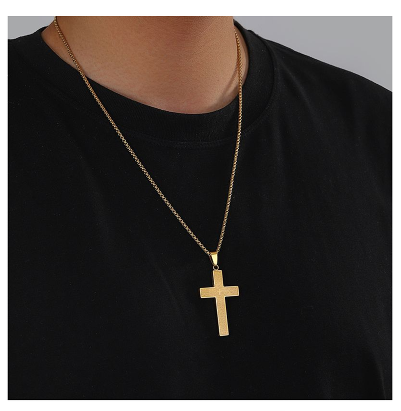 Cross Pendant Necklace For Men Our Father Who Art In Heaven Jewelry