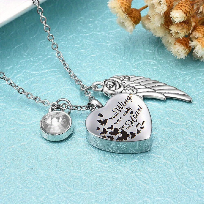 Necklace Angel Heart Wings Ashes Keepsake Cremation Memorial Urn For Gift