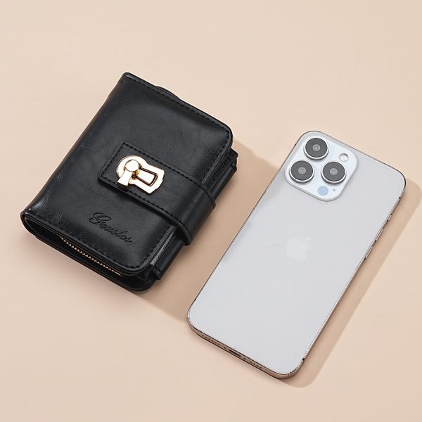 Wallet Women's Soft Leather Zipper Folding Card Holder