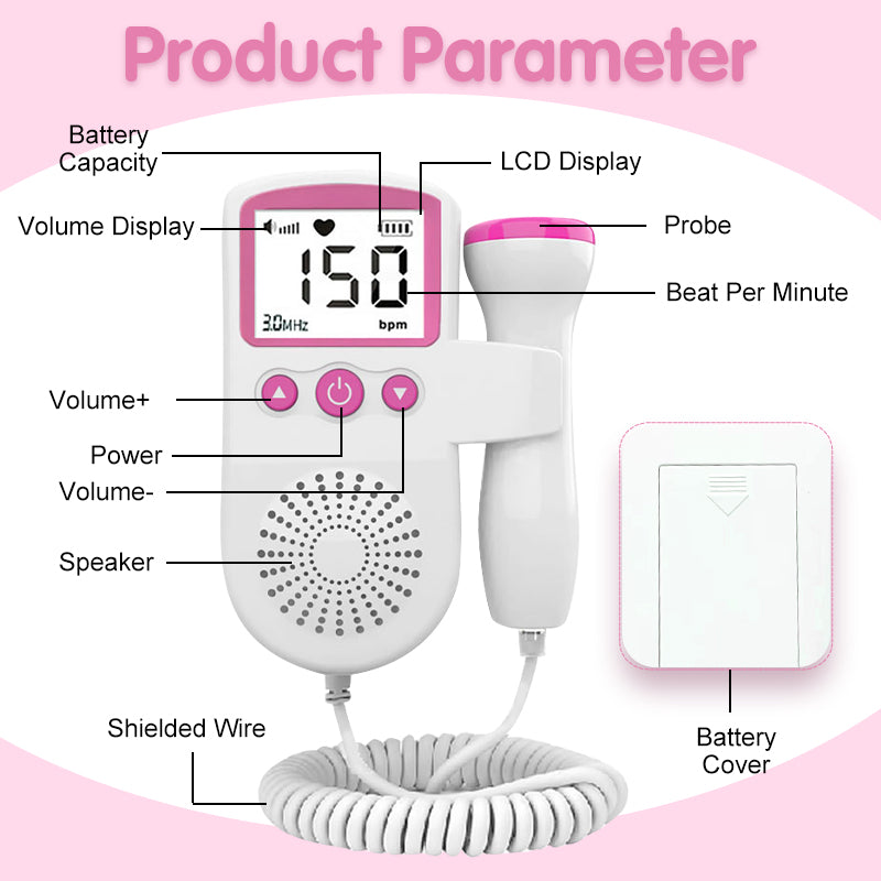Professional Fetal Doppler Monitor Pregnancy Wellness Kit Baby Shower Gift