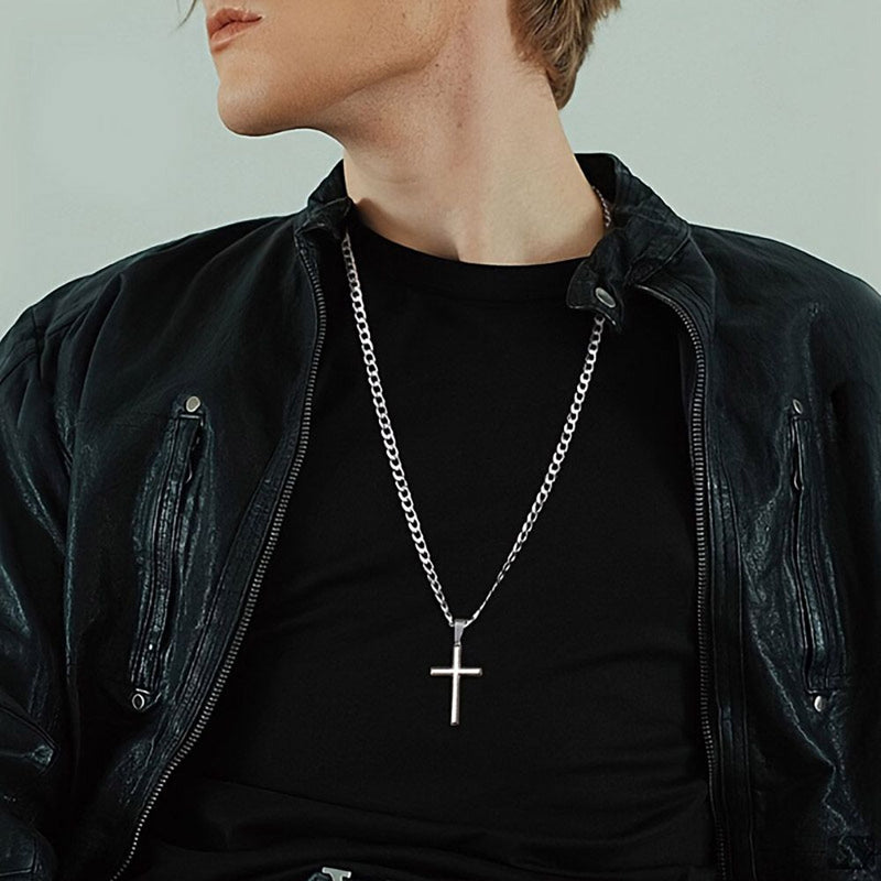 Cross Necklace for Men Woman Durable Cuban Crucifix Pendant Necklace
