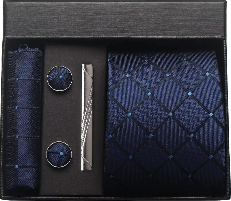 Silk Men Tie Pocket Square Cufflinks 8cm Luxury Wedding Prom Accessories Gravats