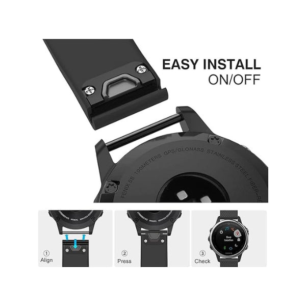 Quick Release Silicone Sports Band Strap for Garmin Fenix 6X/5X/3 26mm
