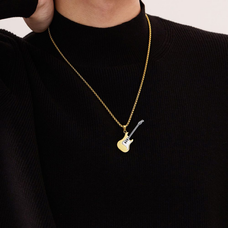Men's Necklace - Musical Based Rock Hip Hop Electric Guitar Bass Necklace