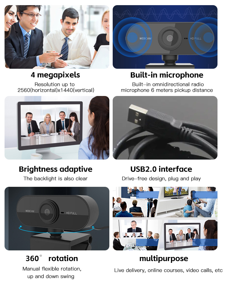 Webcam 1080P Built-in Microphone High-definition USB Camera