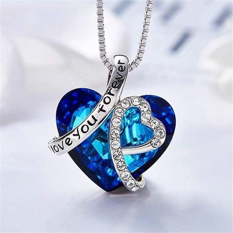 Elsa Heart Love Necklace with Stunning Blue Crystals