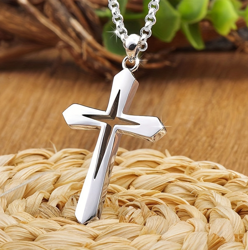 Simple Hollow Cross Pendant Men's Hip Hop Stainless Steel Necklace