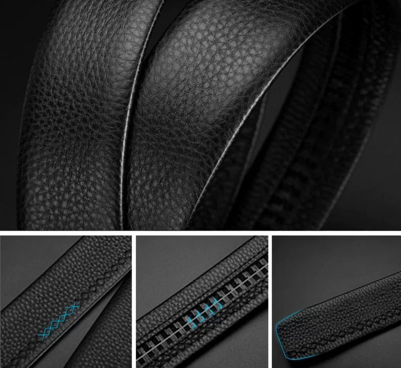 Automatic Belt Alloy Buckle Ratchet Belt for Men Genuine Leather Belt