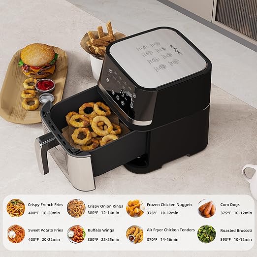 6.5L Large Digital Air Fryer with Window for Kitchen Use,Nonstick