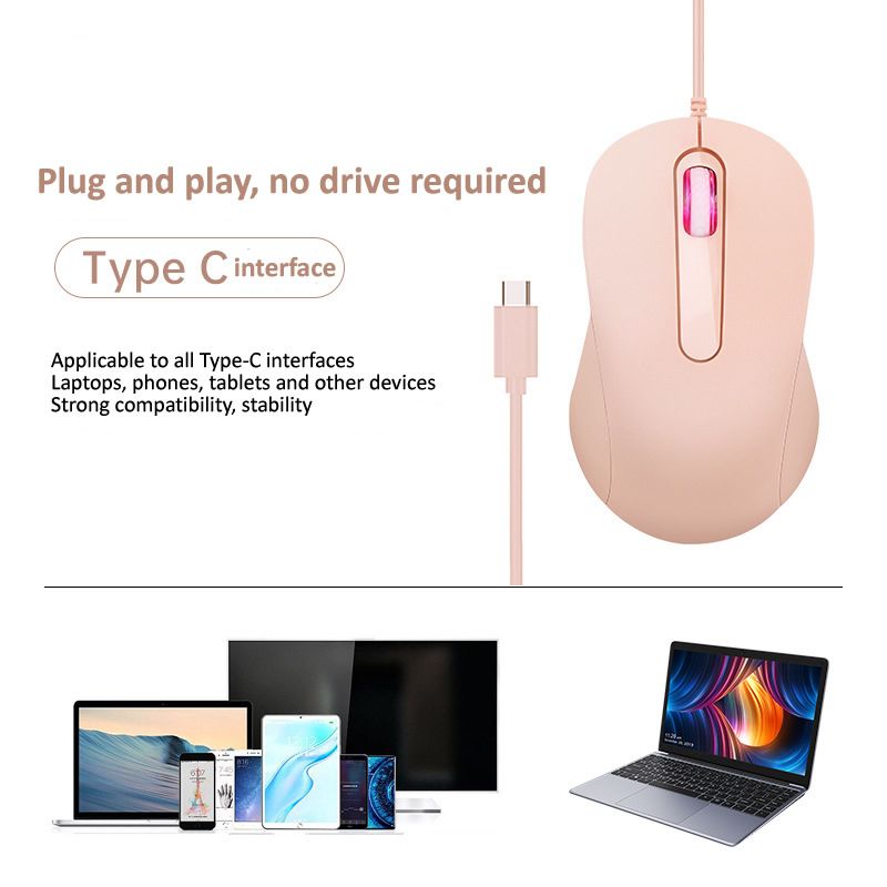 Type C Wired Mouse Gaming Mouse Silent Mouse for PC/Laptop/Desktop