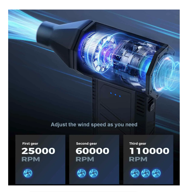 Mini Handheld Turbo Jet Fan Electric 110000RPM Air Blower Duster with Extra Nozzle for Car Dryer PC