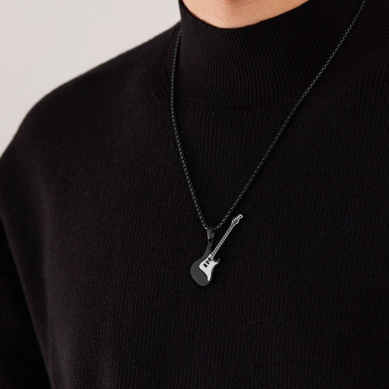 Men's Necklace - Musical Based Rock Hip Hop Electric Guitar Bass Necklace