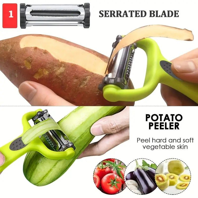 3-in-1 Rotatable Vegetable Peeler | Julienne Slicer & Potato Peeler for Kitchen