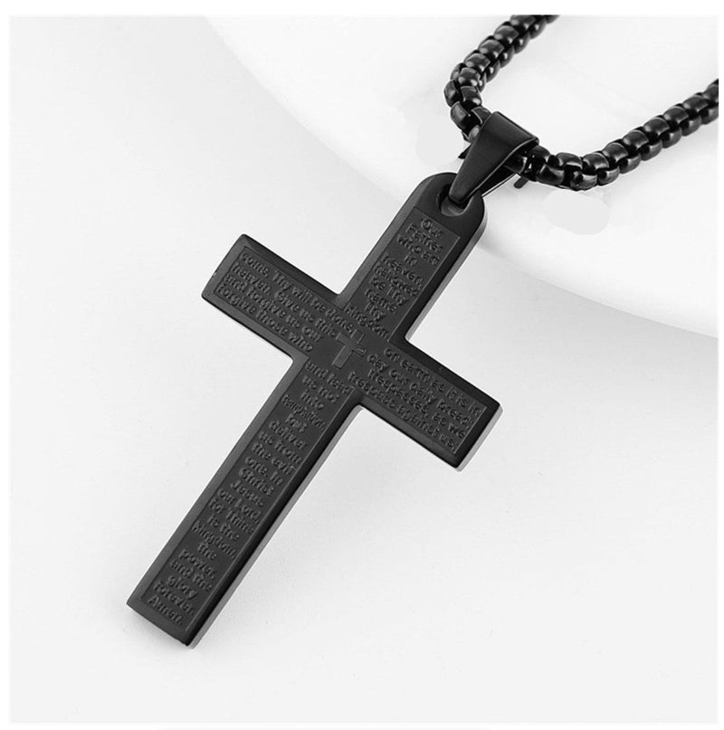 Christian The Lord's Prayer Cross Pendant Necklace For Men