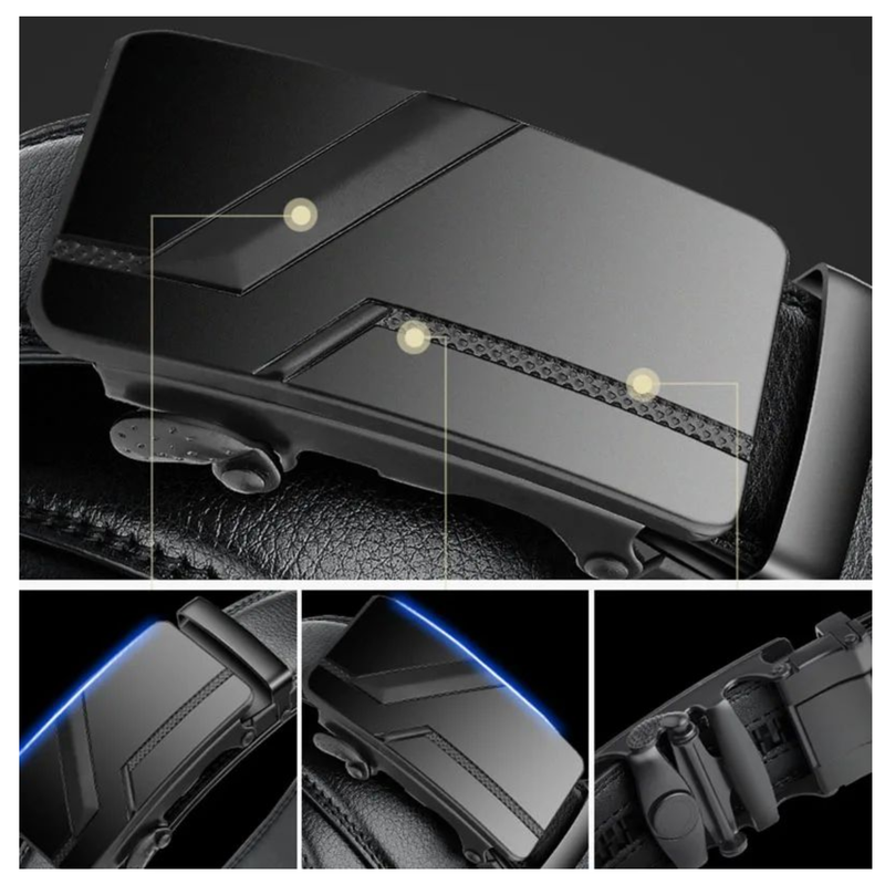 Men's Belt 120cm Luxury Belt, Black Men's Automatic Buckle Jeans Suit Belt