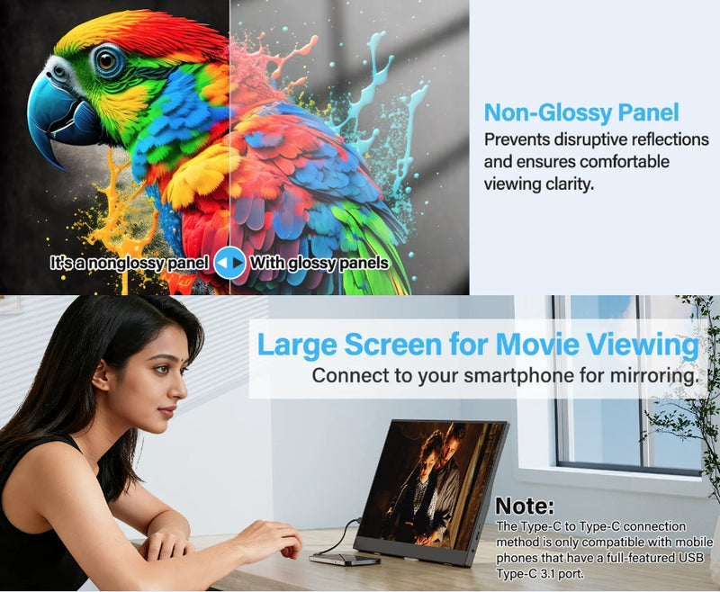 15.6 Inch Portable Monitor 1920x1080P Extend Display