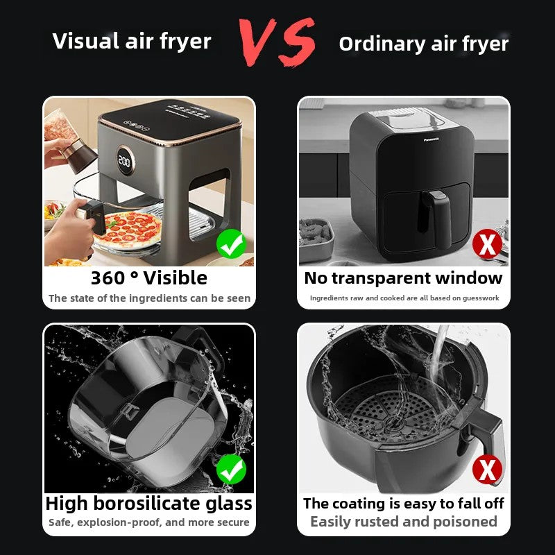 4L Fully Automatic Large-Capacity Air Fryer with Transparent Oven and Microwave Airfryer