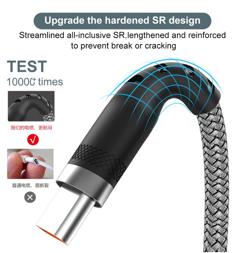 USB Type C Cable Super Fast Charge Cable Quick Charge 3M Cable