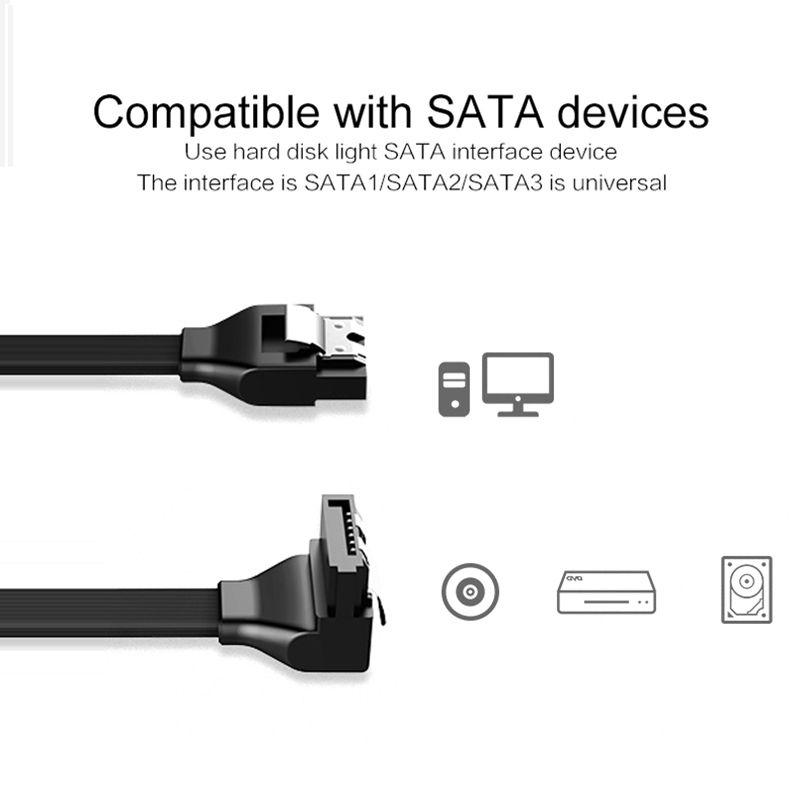 2PCS 50CM Elobw & Straight SATA High Speed 6.0 Gbps Cable Locking Latch