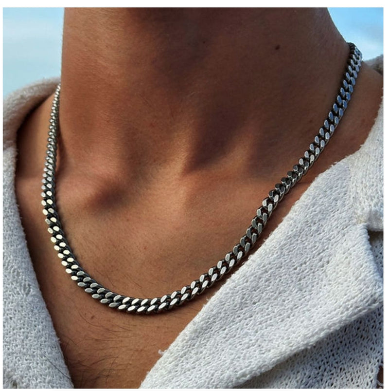 Men Curb Cuban Link Chain Necklaces 316L Stainless Steel Bracelet Hip Hop