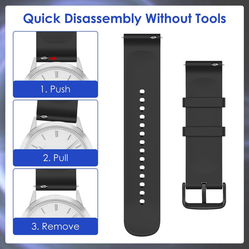 Silicone Watch Bands Stainless Steel Buckle, Sporty Universal Straps-20mm