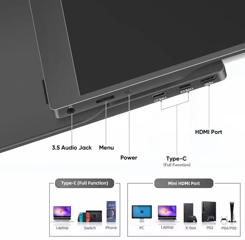 15.6 inch Touch Screen Portable Monitor 1080p 45sRGB 60Hz Laptop Screen Extender