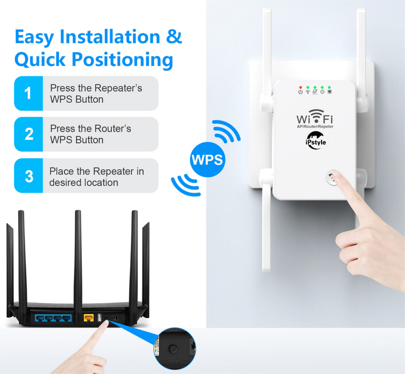 WiFi Extender Repeater 2.4G WiFi Signal Amplifier Router Network
