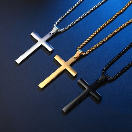 Cross Necklace for Men - Plain Cross Pendant Necklace
