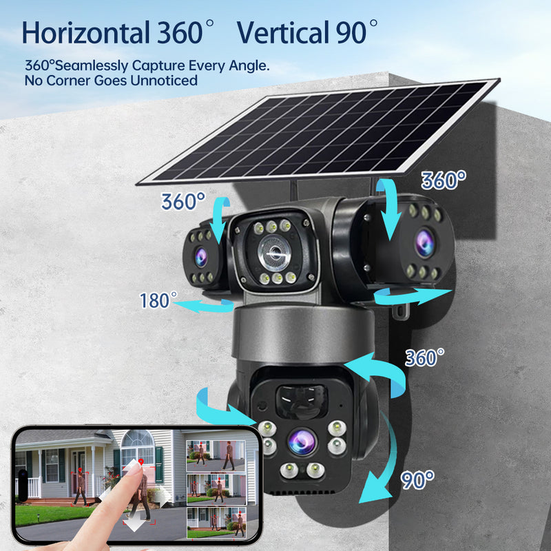 9MP Solar Security Camera Outdoor 4G/Wifi Human Detect Cameras Night Vision