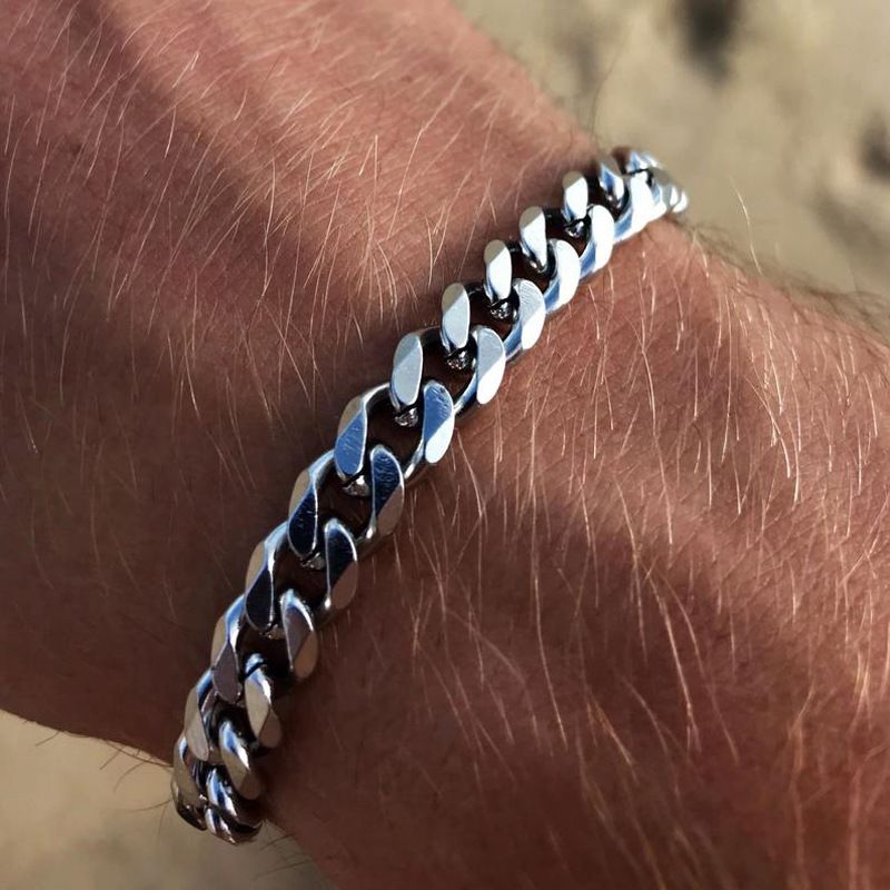 Stainless Steel Bracelet Cuban Chain 5mm Wide Chain Bracelet