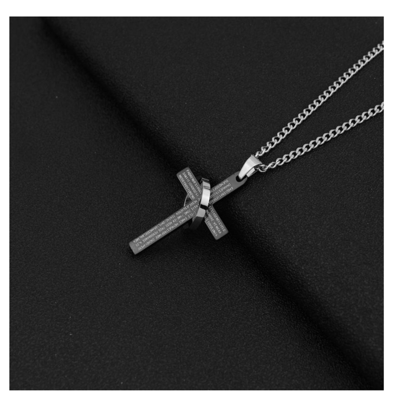 Christian Bible Cross Stainless Steel Statement Necklace Woman/Men