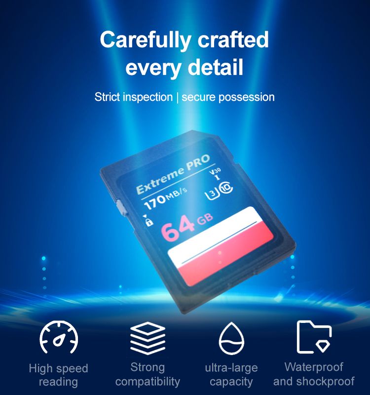 Extreme PRO SD Card 32GB 64GB 128GB Flash Memory Card for Camera