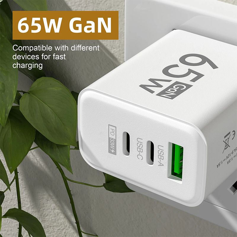 USB Type C Charger Adapter 65W Fast Charger Compatible With IPhone Xiaomi