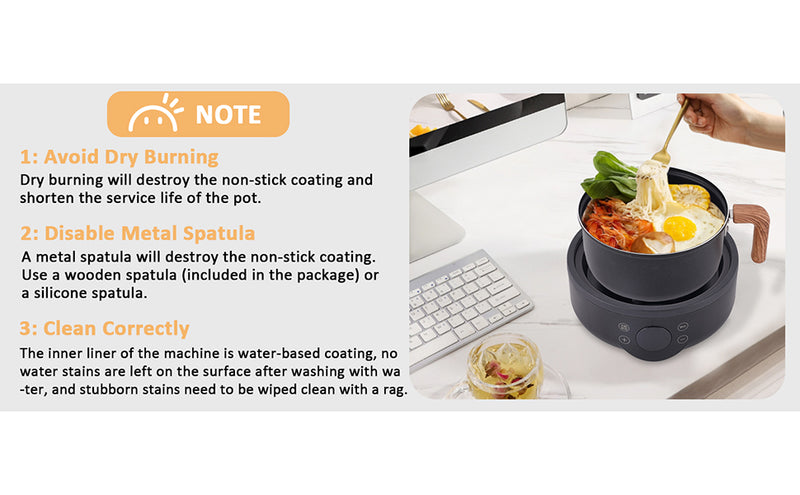 Hot Pot Mini Cooker, 1.8L Ceramic Non-Stick Frying Pan with Steamer